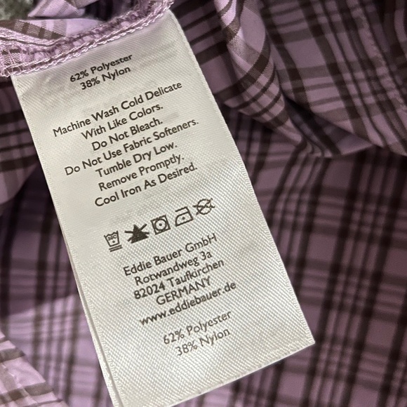 Eddie Bauer Women’s Purple Multi Classic Fit Outdoor Button Down Shirt Sz-XL - Picture 4 of 5
